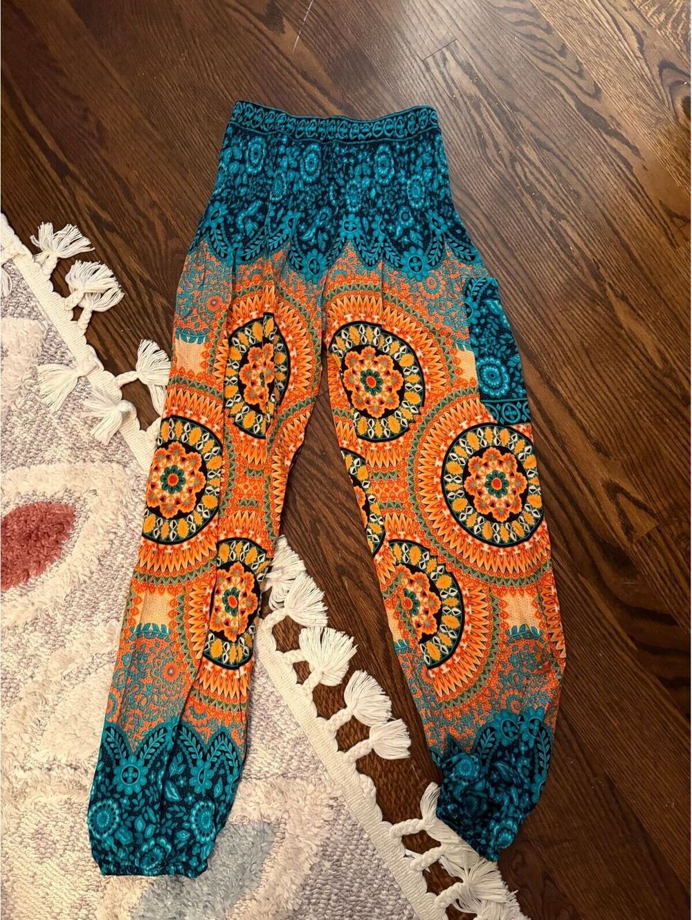 #208 Boho orange and teal pants